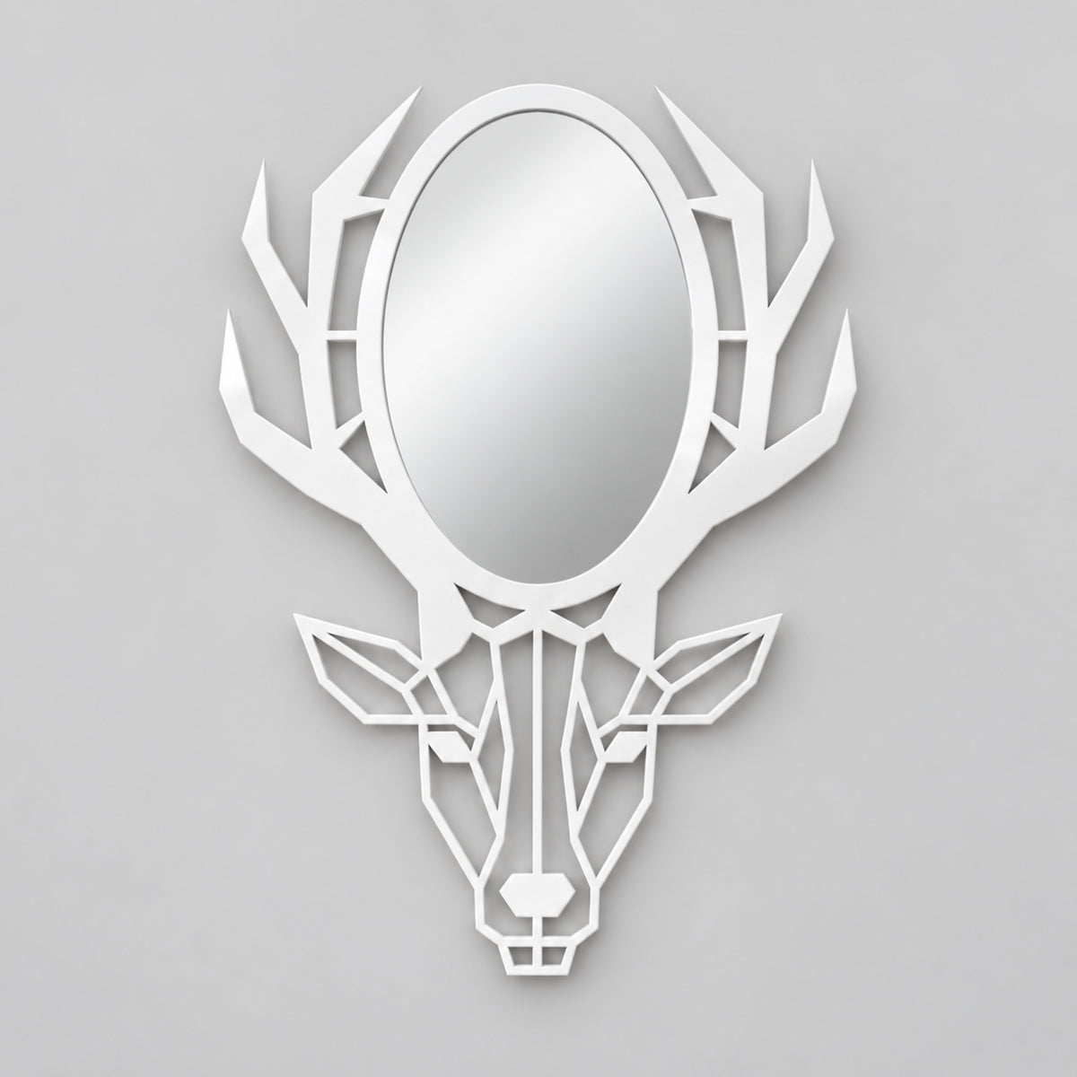 Geometric Deer Head Wall Mirror, Black Metal Animal Mirror, Modern Bathroom Decor, Entryway Wall Art, Housewarming Gift