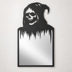 Gothic Skull Wall Mirror | Black Metal Decorative Mirror