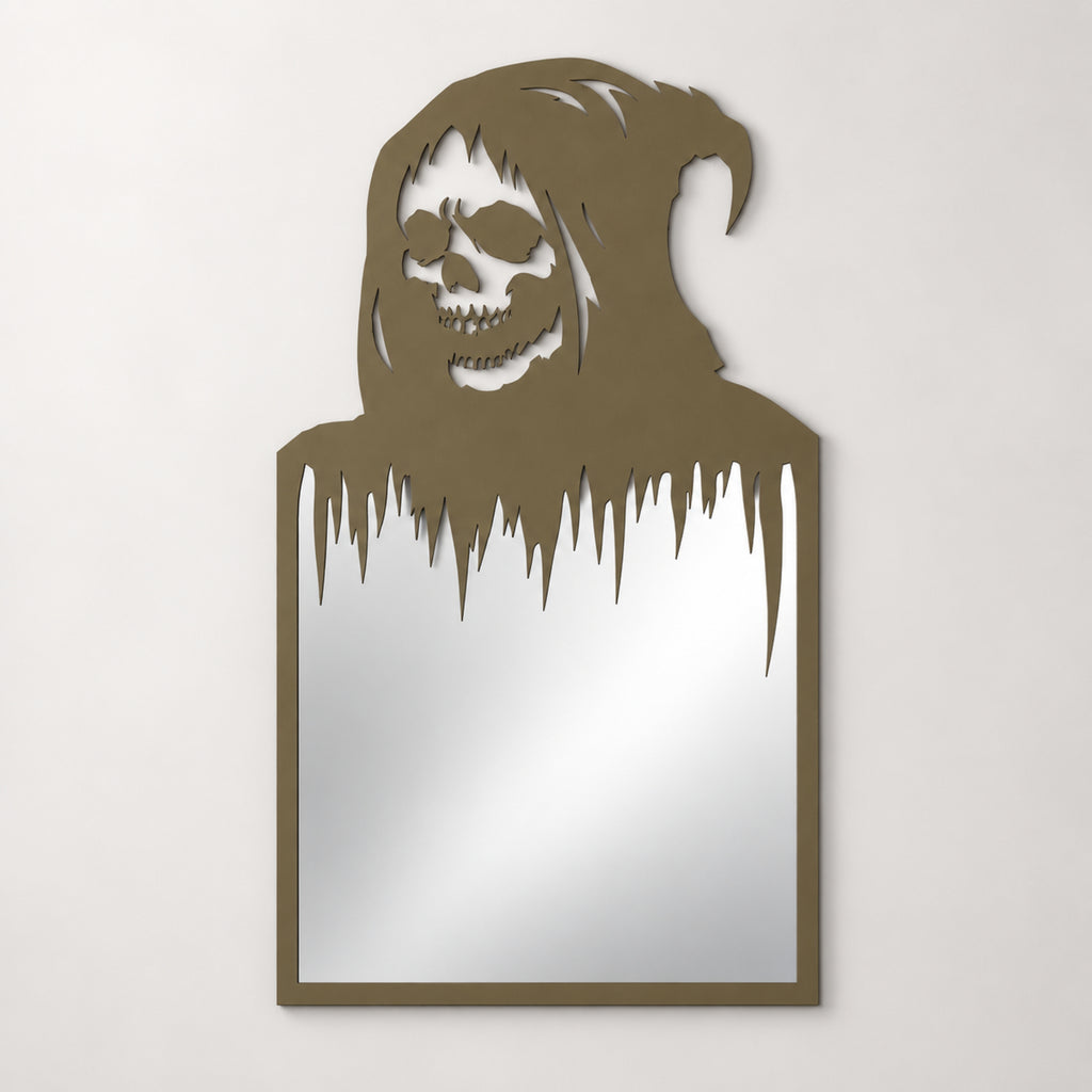 Gothic Skull Wall Mirror | Black Metal Decorative Mirror