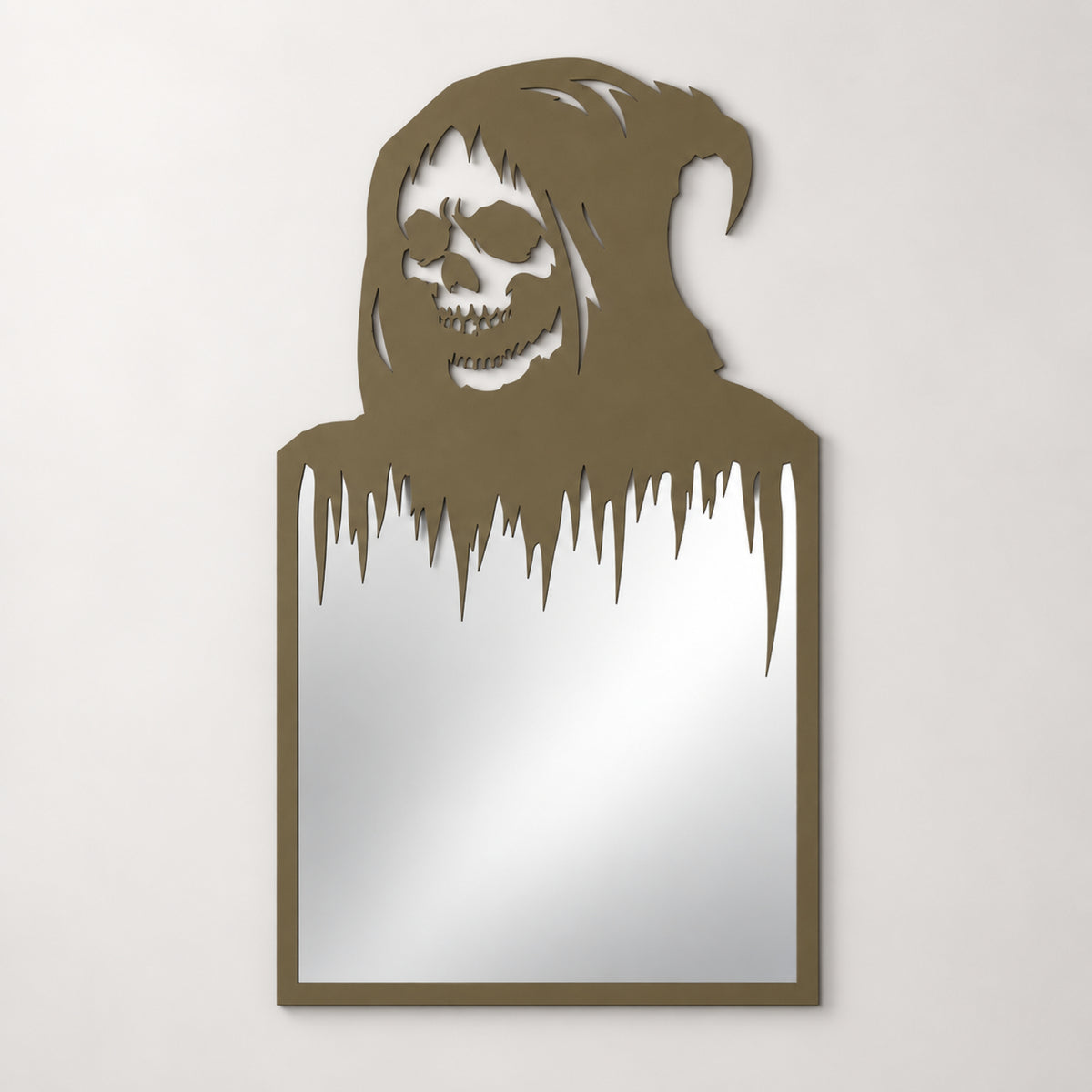 Gothic Skull Wall Mirror | Black Metal Decorative Mirror