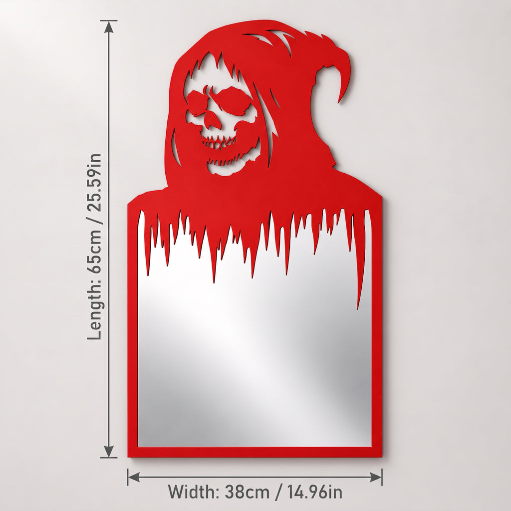 Gothic Skull Wall Mirror | Black Metal Decorative Mirror