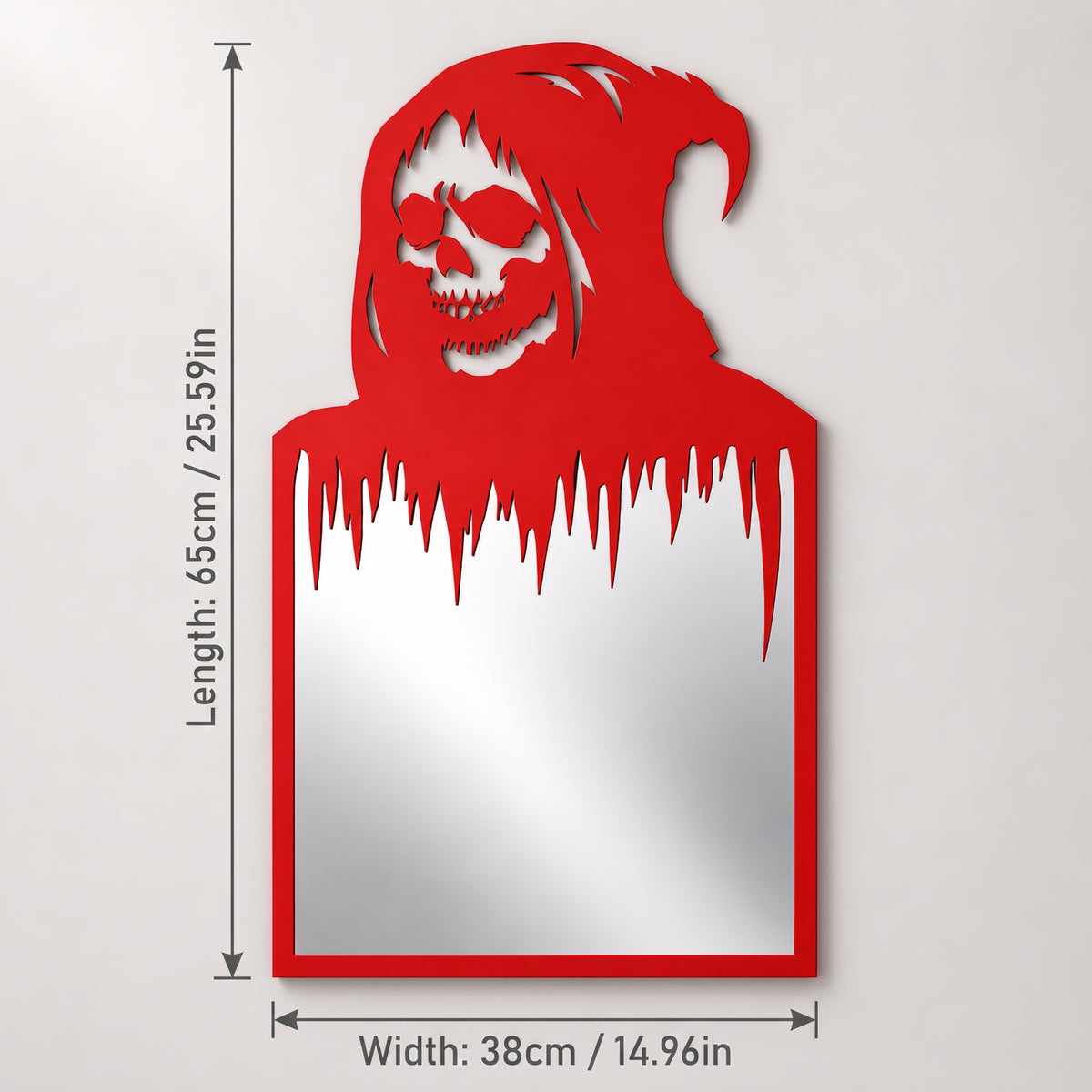 Gothic Skull Wall Mirror | Black Metal Decorative Mirror