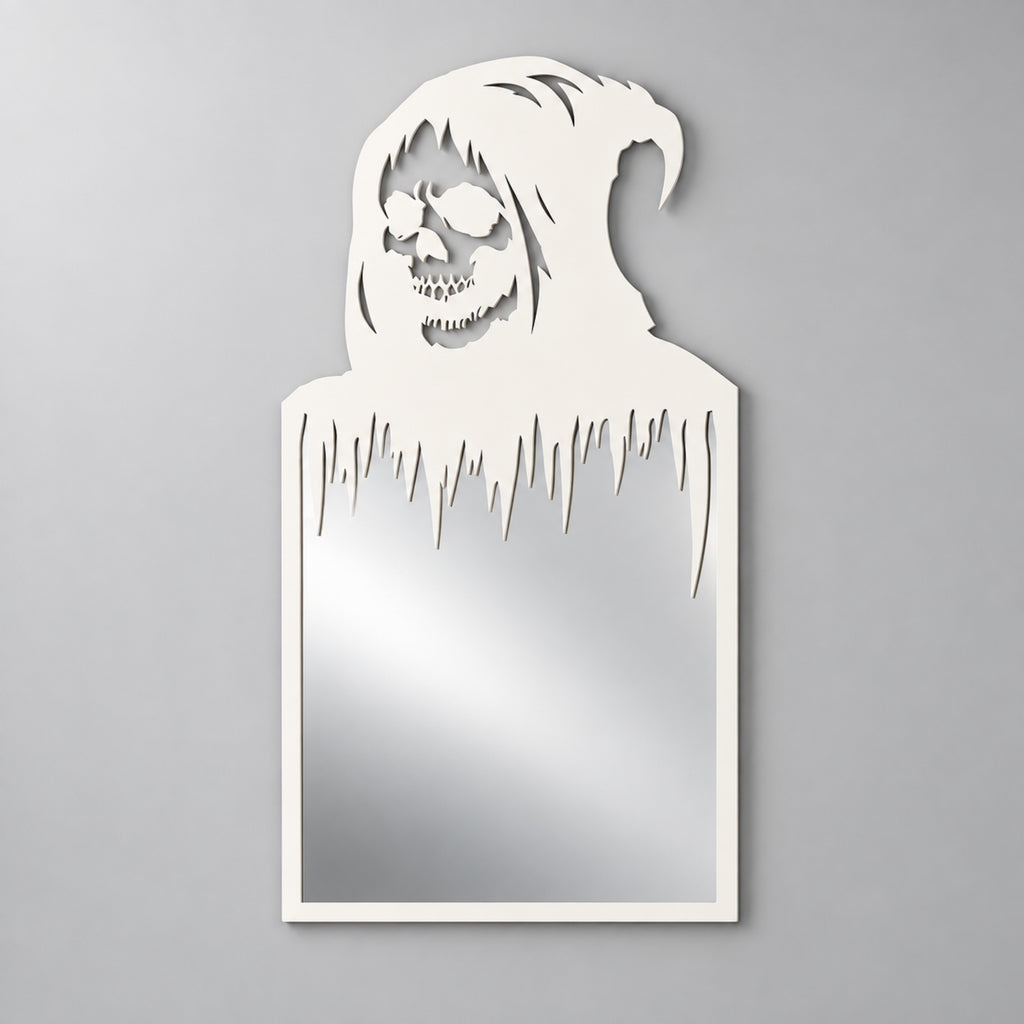 Gothic Skull Wall Mirror | Black Metal Decorative Mirror