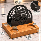 Iroko Wood & Metal Napkin Holder with Salt Pepper Slots, Tabletop Dining Organizer