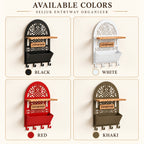 Personalized Seljuk-Inspired Wall Key Holder with Oak Shelf and Mail Organizer