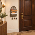 Personalized Seljuk-Inspired Wall Key Holder with Oak Shelf and Mail Organizer