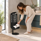 Freestanding Toilet Paper Dispenser with Gravity Feed and 12-Roll Storage