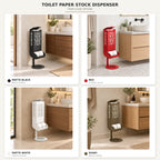Freestanding Toilet Paper Dispenser with Gravity Feed and 12-Roll Storage