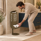 Freestanding Toilet Paper Dispenser with Gravity Feed and 12-Roll Storage