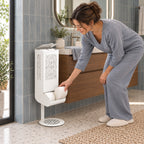 Freestanding Toilet Paper Dispenser with Gravity Feed and 12-Roll Storage