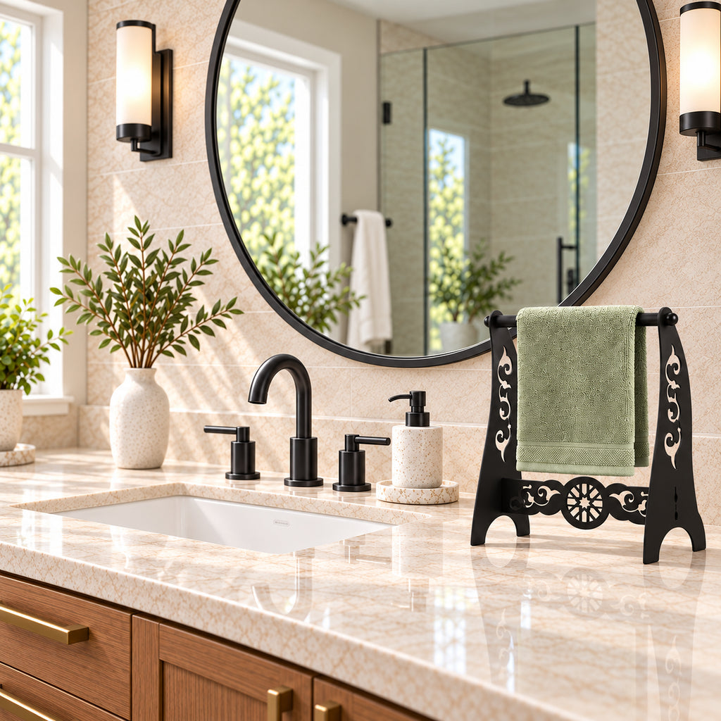 Metal Hand Towel Holder, Freestanding Bathroom Stand, 4 Colors Available
