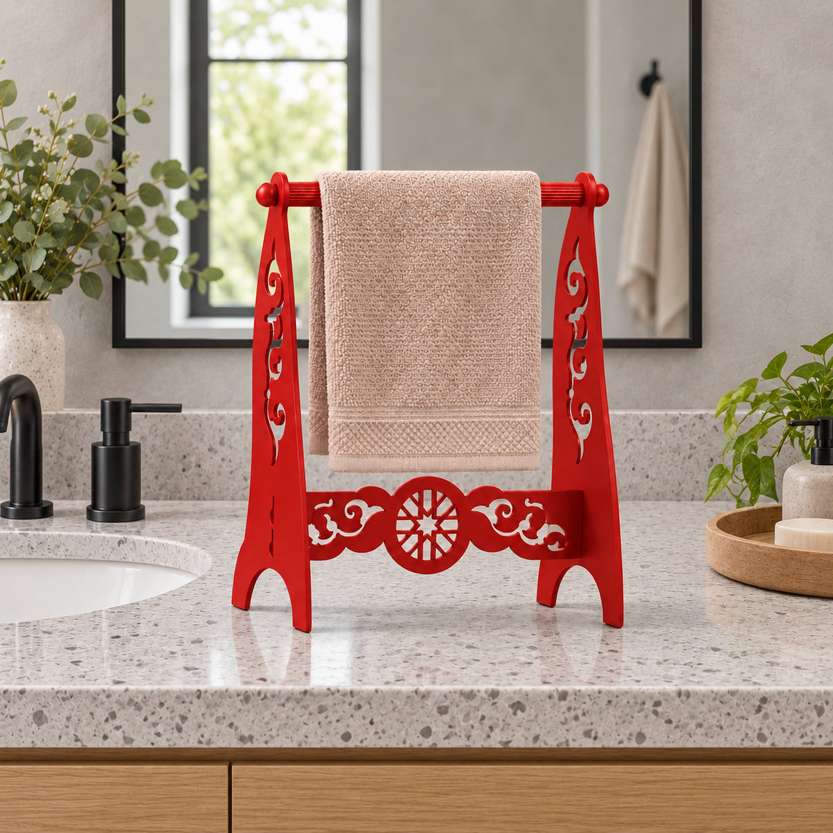 Metal Hand Towel Holder, Freestanding Bathroom Stand, 4 Colors Available