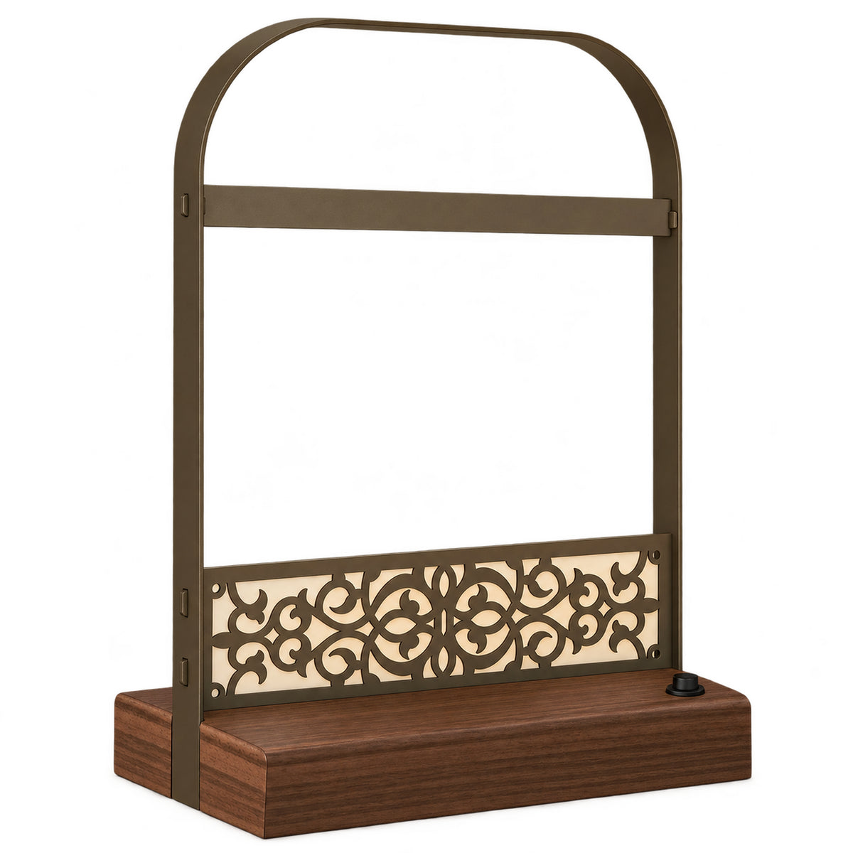 Battery-Powered LED Hand Towel Holder with Wooden Base, Freestanding Bathroom Stand