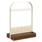 Battery-Powered LED Hand Towel Holder with Wooden Base, Freestanding Bathroom Stand