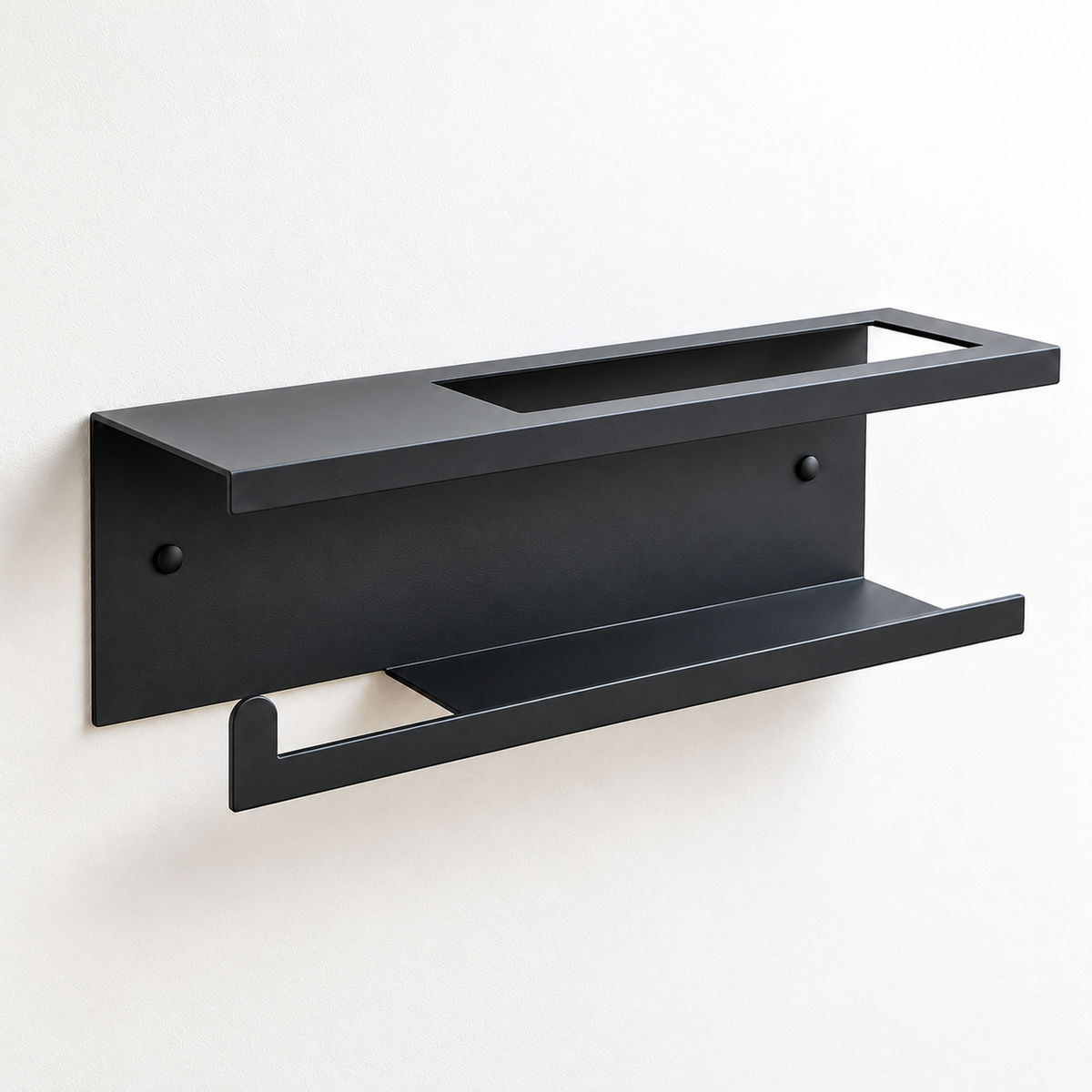 Wall Mounted Toilet Paper Holder with Magazine Rack and Reed Diffuser Shelf