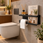 Wall Mounted Toilet Paper Holder with Magazine Rack and Reed Diffuser Shelf