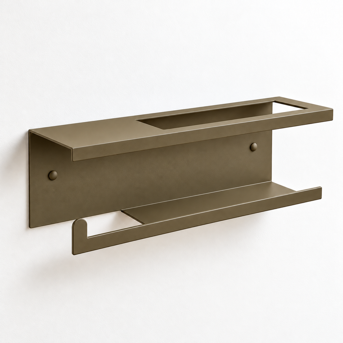 Wall Mounted Toilet Paper Holder with Magazine Rack and Reed Diffuser Shelf