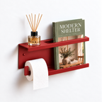 Wall Mounted Toilet Paper Holder with Magazine Rack and Reed Diffuser Shelf
