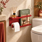 Wall Mounted Toilet Paper Holder with Magazine Rack and Reed Diffuser Shelf