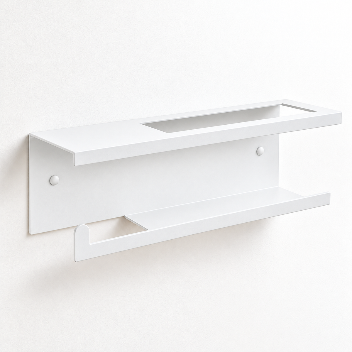 Wall Mounted Toilet Paper Holder with Magazine Rack and Reed Diffuser Shelf