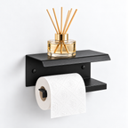 Wall Mounted Toilet Paper Holder with Shelf, Metal Bathroom Organizer