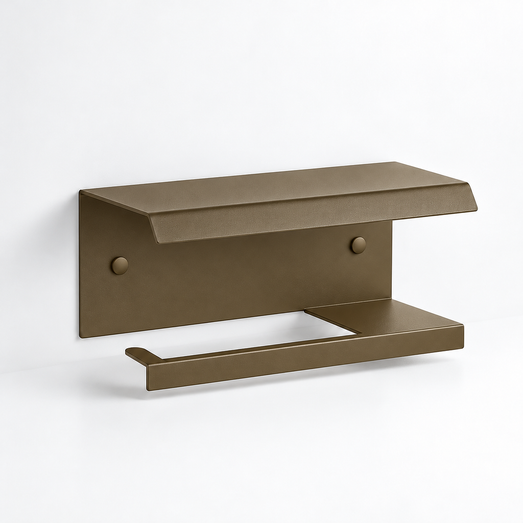 Wall Mounted Toilet Paper Holder with Shelf, Metal Bathroom Organizer