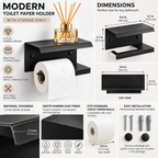 Wall Mounted Toilet Paper Holder with Shelf, Metal Bathroom Organizer