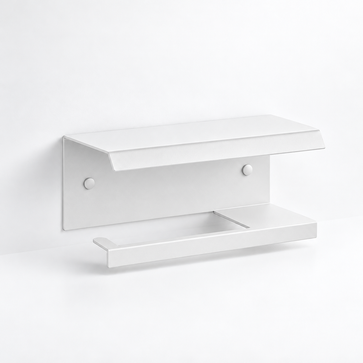 Wall Mounted Toilet Paper Holder with Shelf, Metal Bathroom Organizer