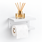 Wall Mounted Toilet Paper Holder with Shelf, Metal Bathroom Organizer