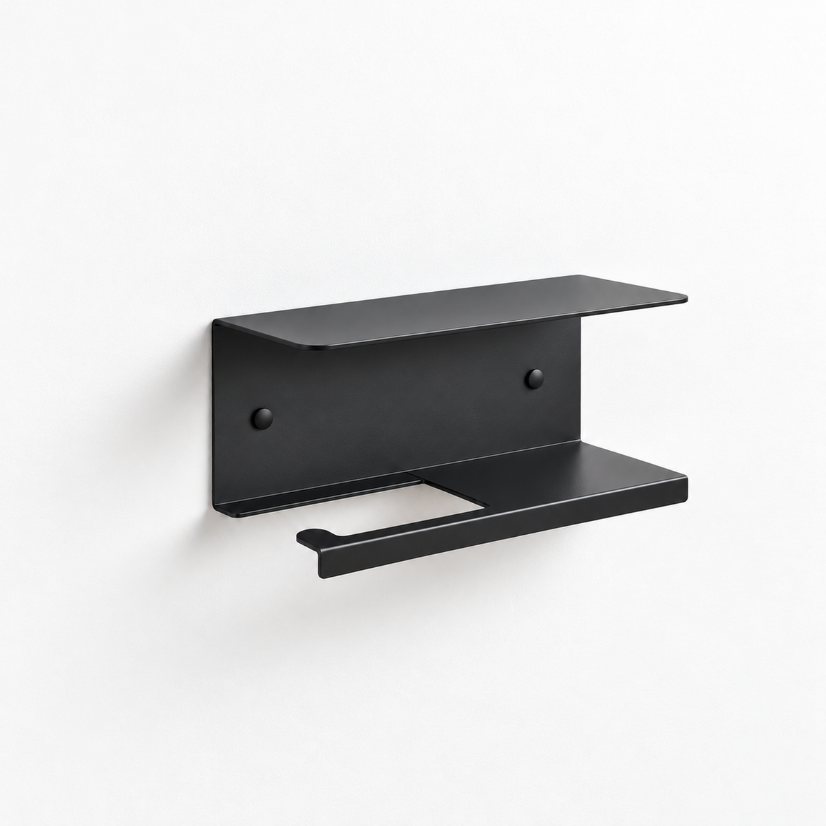 Wall Mounted Toilet Paper Holder with Shelf and Spare Roll Storage