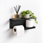 Wall Mounted Toilet Paper Holder with Shelf and Spare Roll Storage