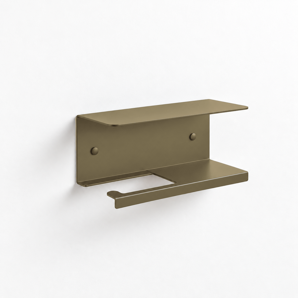 Wall Mounted Toilet Paper Holder with Shelf and Spare Roll Storage