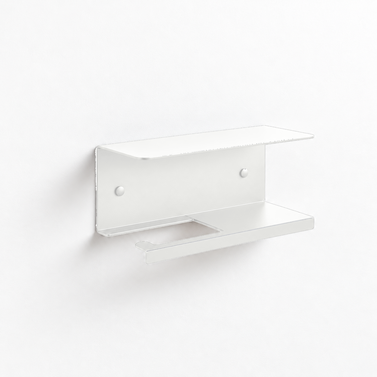 Wall Mounted Toilet Paper Holder with Shelf and Spare Roll Storage