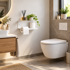 Wall Mounted Toilet Paper Holder with Shelf and Spare Roll Storage