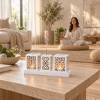 Laser Cut Metal Tealight Candle Holder & Incense Burner Set, Geometric Seljuk Star Modern Home Decor, Unique Centerpiece Gift