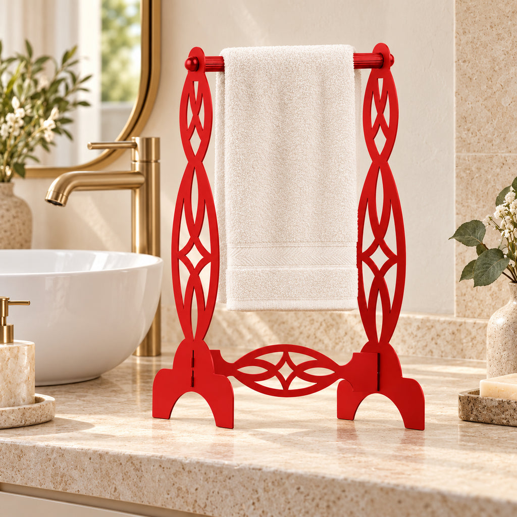 Freestanding Hand Towel Holder, Decorative Metal Countertop Stand, Modern Bathroom Decor