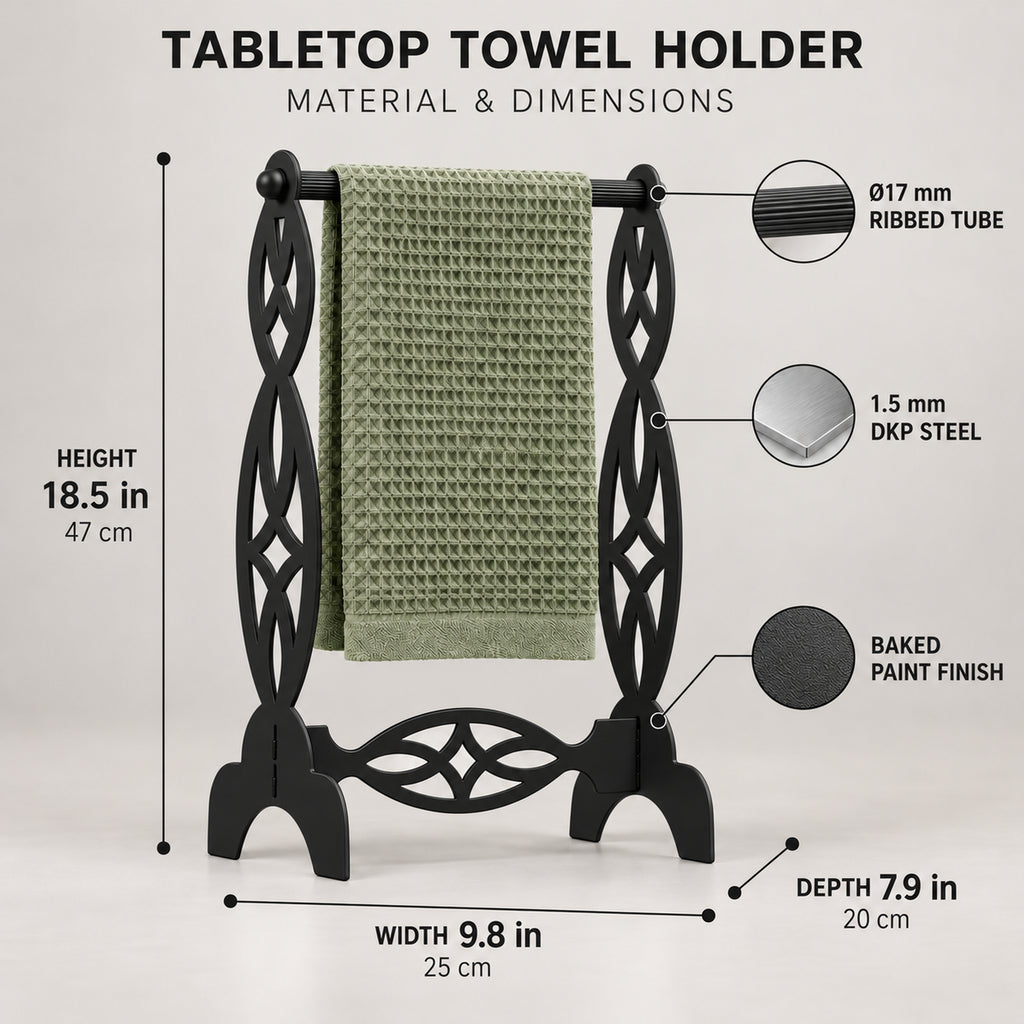 Freestanding Hand Towel Holder, Decorative Metal Countertop Stand, Modern Bathroom Decor