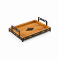 Iroko Wood & Laser-Cut Metal Serving Tray, 30 × 20 × 7 cm