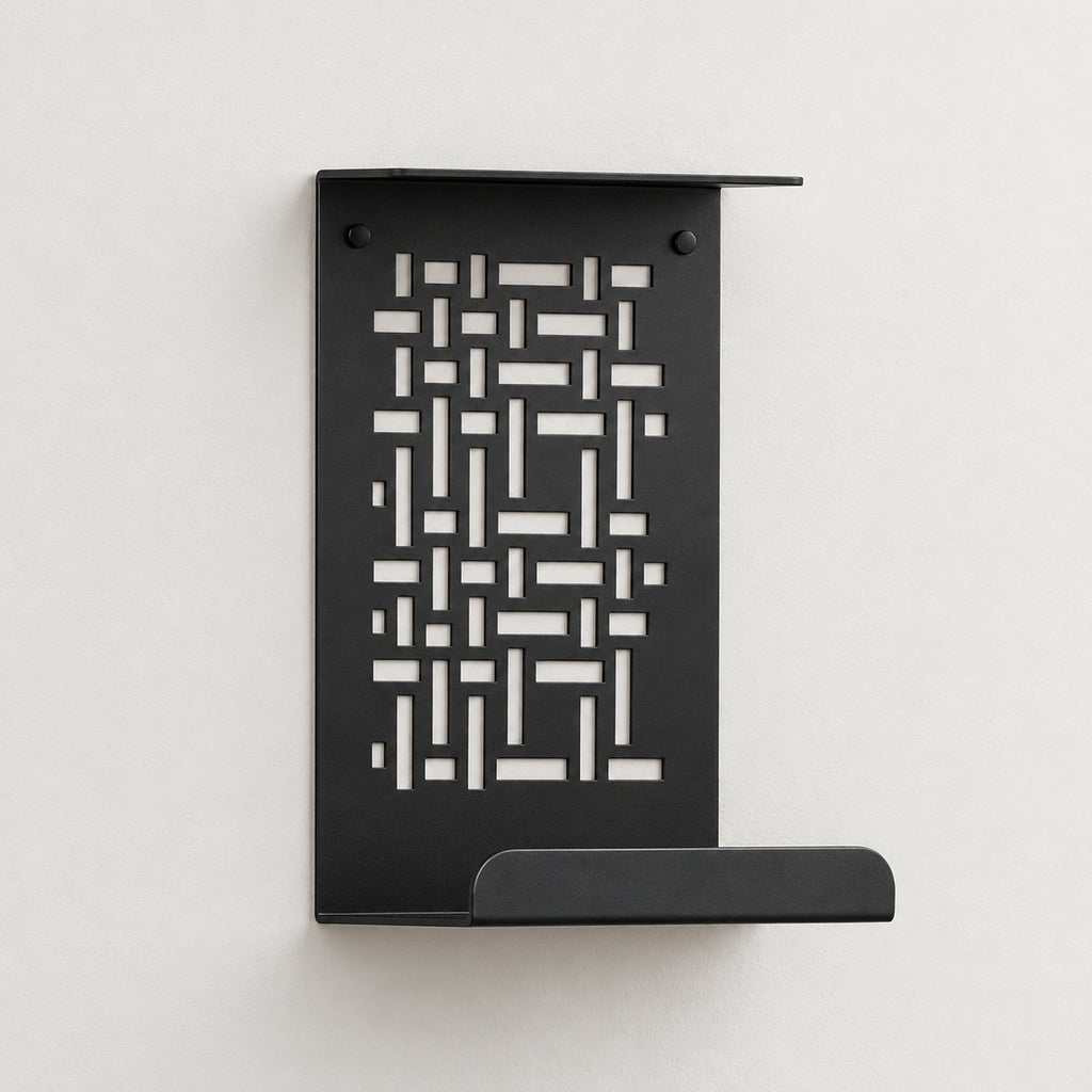 Geometric Metal Wall Shelf, Two-Tier Display for Plants and Small Decor