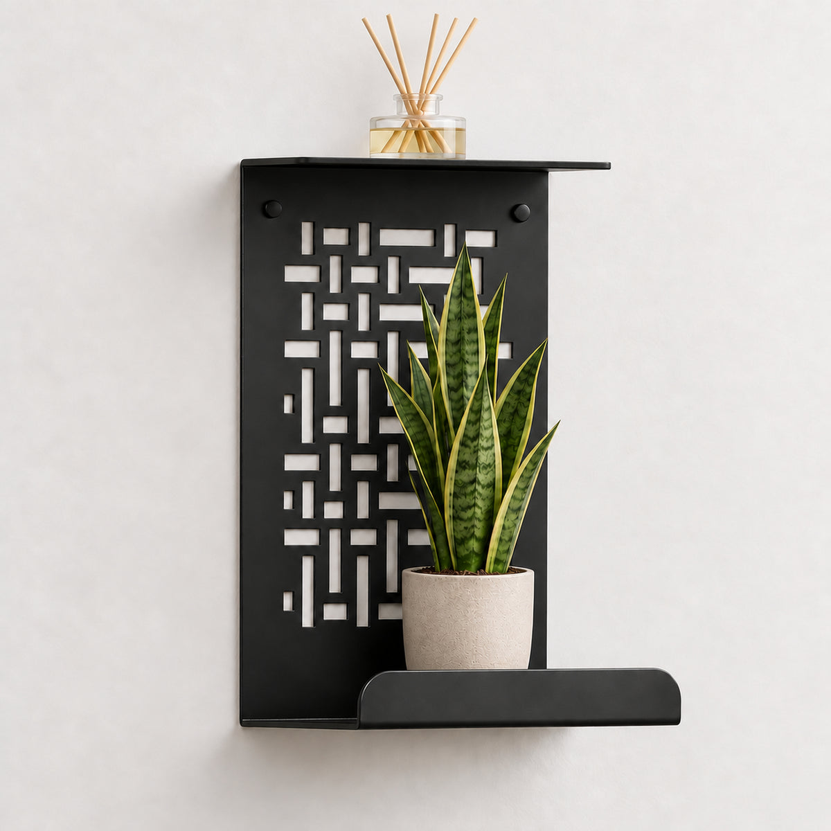 Geometric Metal Wall Shelf, Two-Tier Display for Plants and Small Decor