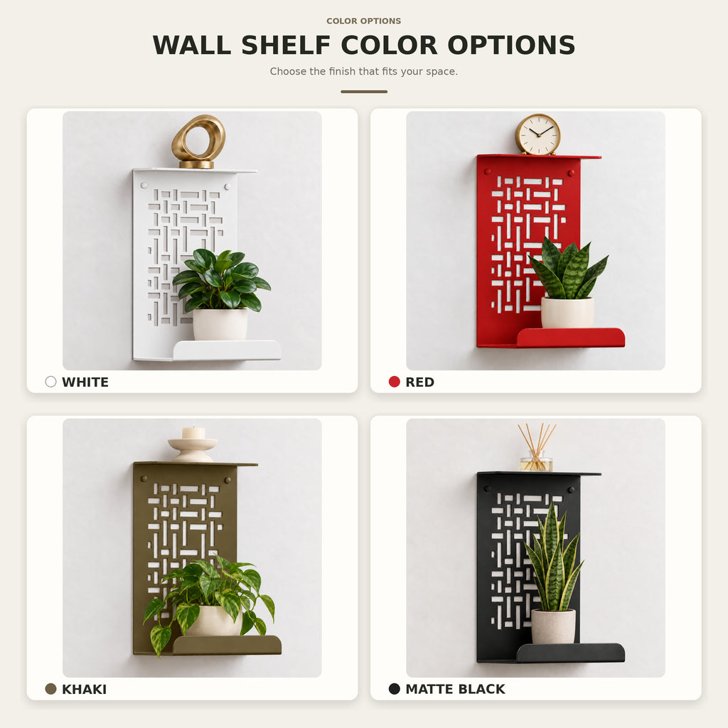 Geometric Metal Wall Shelf, Two-Tier Display for Plants and Small Decor