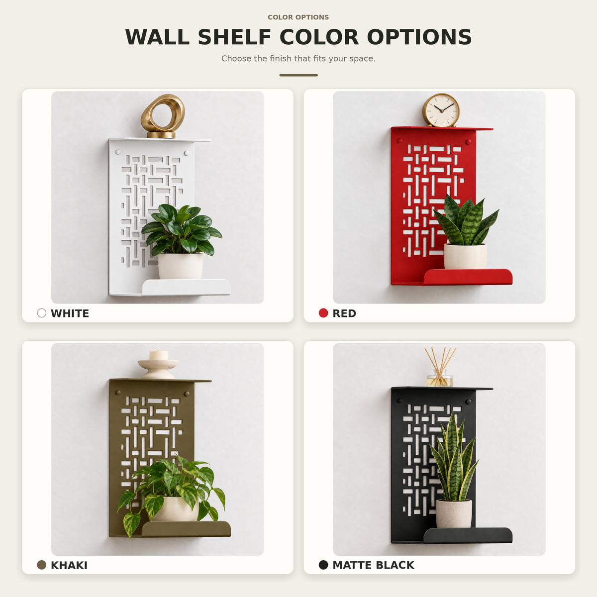 Geometric Metal Wall Shelf, Two-Tier Display for Plants and Small Decor
