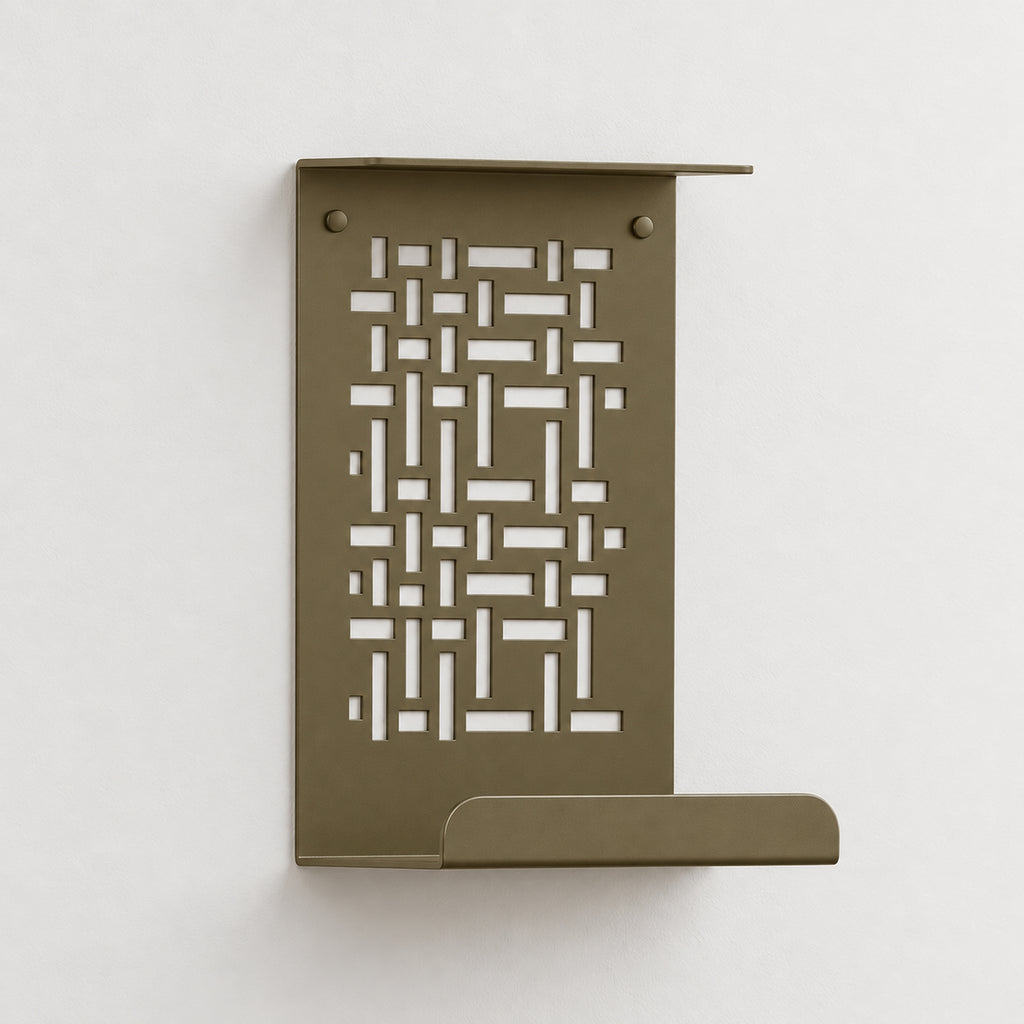 Geometric Metal Wall Shelf, Two-Tier Display for Plants and Small Decor