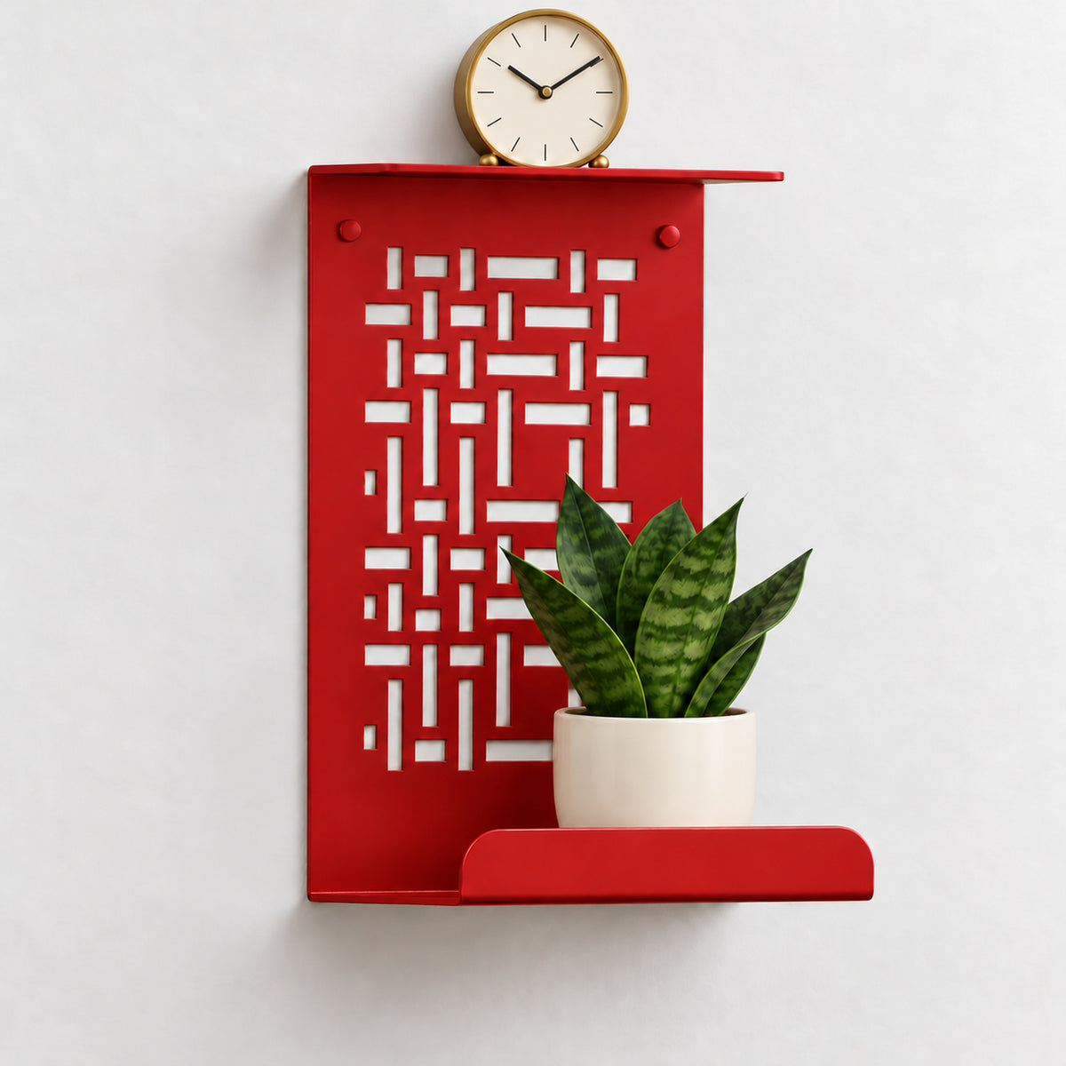 Geometric Metal Wall Shelf, Two-Tier Display for Plants and Small Decor