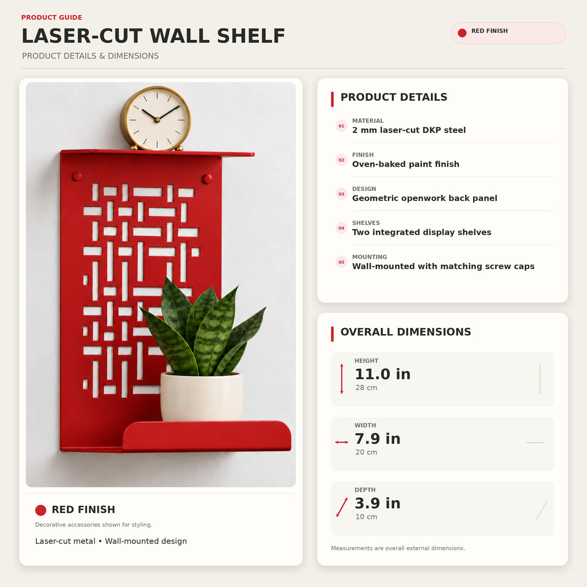 Geometric Metal Wall Shelf, Two-Tier Display for Plants and Small Decor