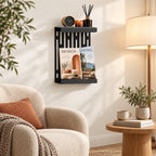 Wall Mounted Magazine Rack with Display Shelf, 2 mm Steel
