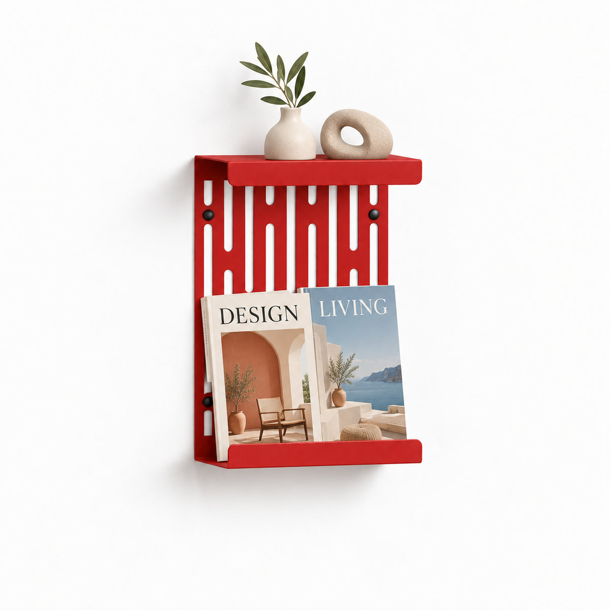 Wall Mounted Magazine Rack with Display Shelf, 2 mm Steel