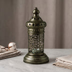 White Geometric Metal Lantern | Seljuk Star Tealight Holder | Minimalist Moroccan Candle Decor