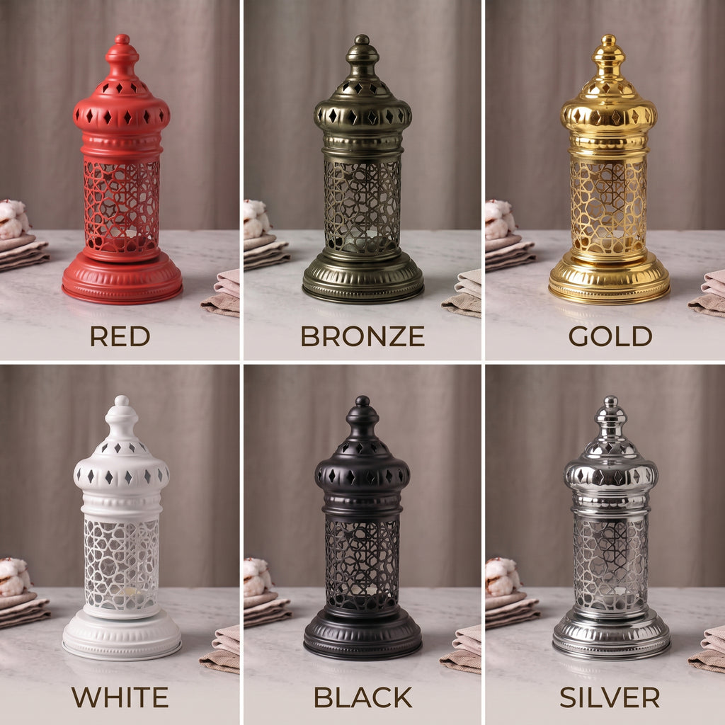 White Geometric Metal Lantern | Seljuk Star Tealight Holder | Minimalist Moroccan Candle Decor