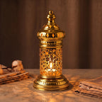 White Geometric Metal Lantern | Seljuk Star Tealight Holder | Minimalist Moroccan Candle Decor